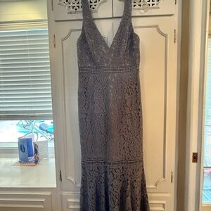 Bardot Lace Dress in Lavender Gray